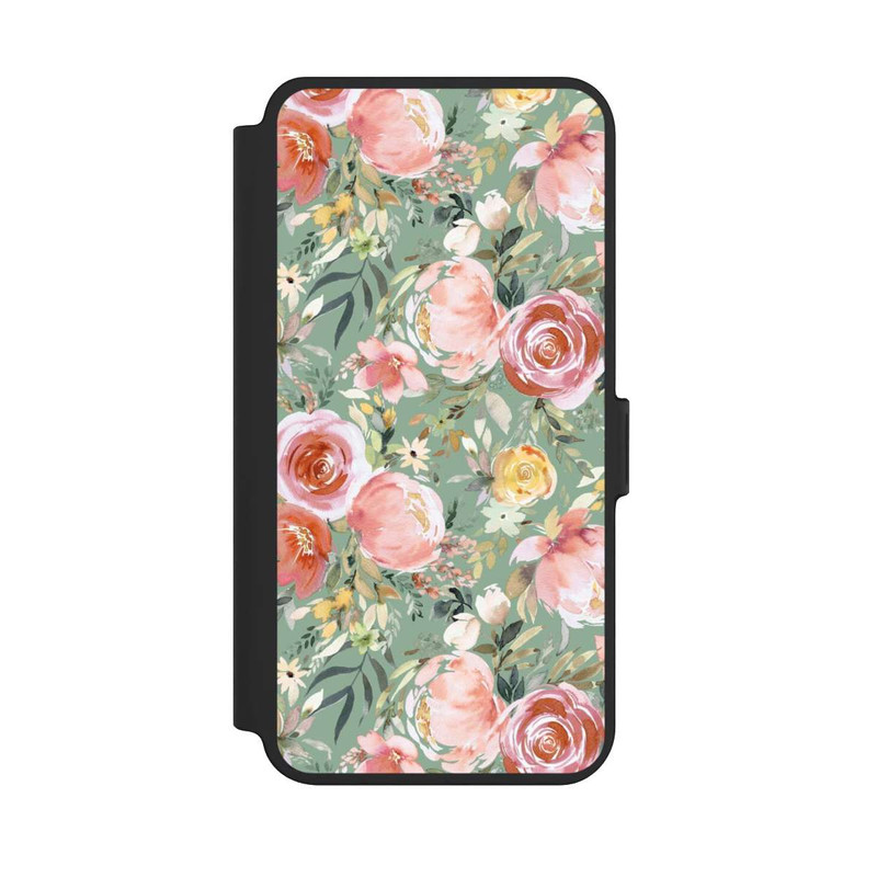 Galaxy S25 + NIVOflip Pastellfarbener Pfingstrosenstrauß