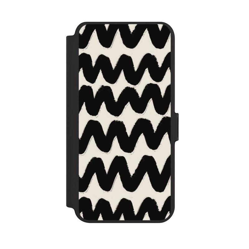Galaxy S25 + NIVOflip Vagues Noires Pattern