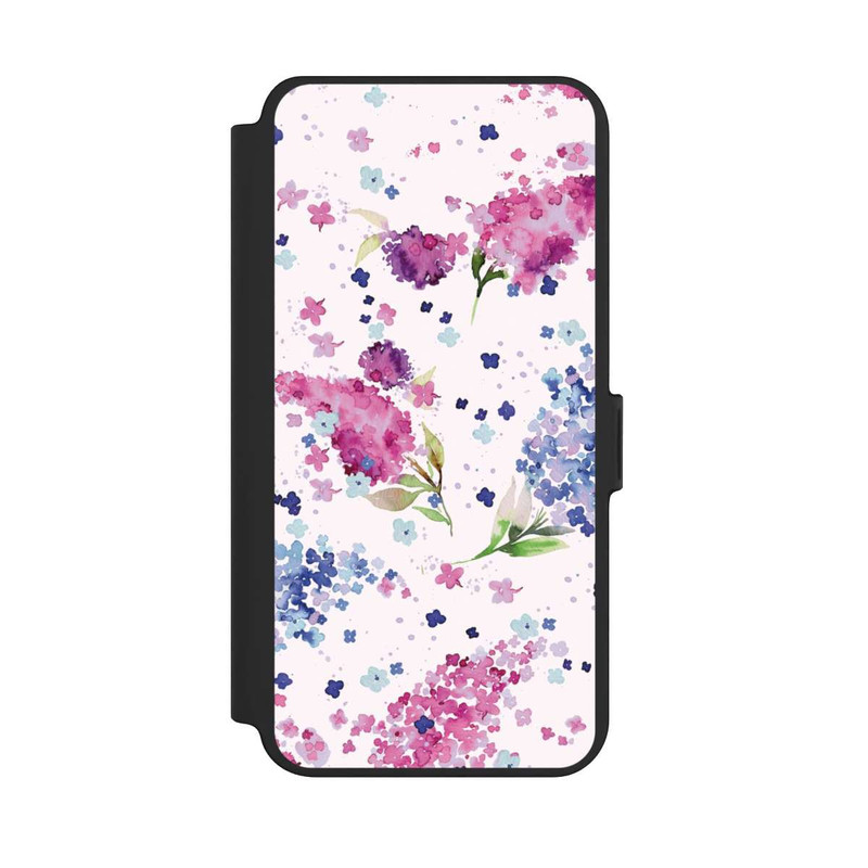 Galaxy S25 + NIVOflip Hortensien Lila und Rosa Blumen