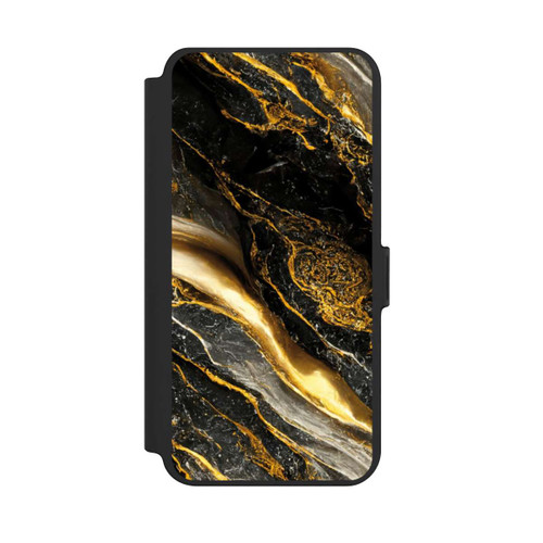Samsung Galaxy S25+  NIVOflip Schwarze Marmor Goldschichten