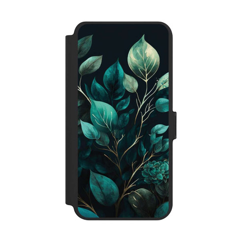 Samsung Galaxy S25+  NIVOflip Grüne Eukalyptus Blätter mit dunklem Hintergrund mit KI