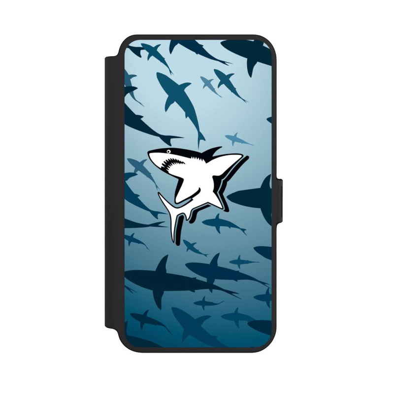 Galaxy S25 + NIVOflip Haie Muster Blau