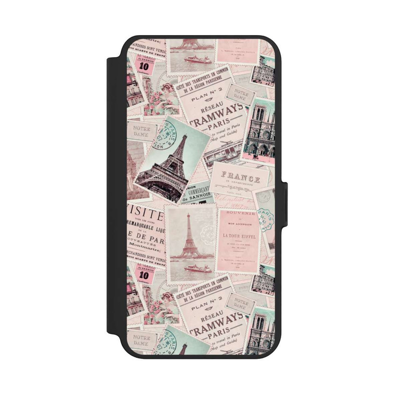 Galaxy S25 + NIVOflip Vintage Paris Postcards Pattern