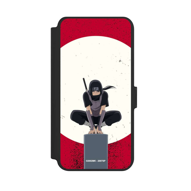 Galaxy S25 + NIVOflip Symbole Itachi Uchiha fond rouge