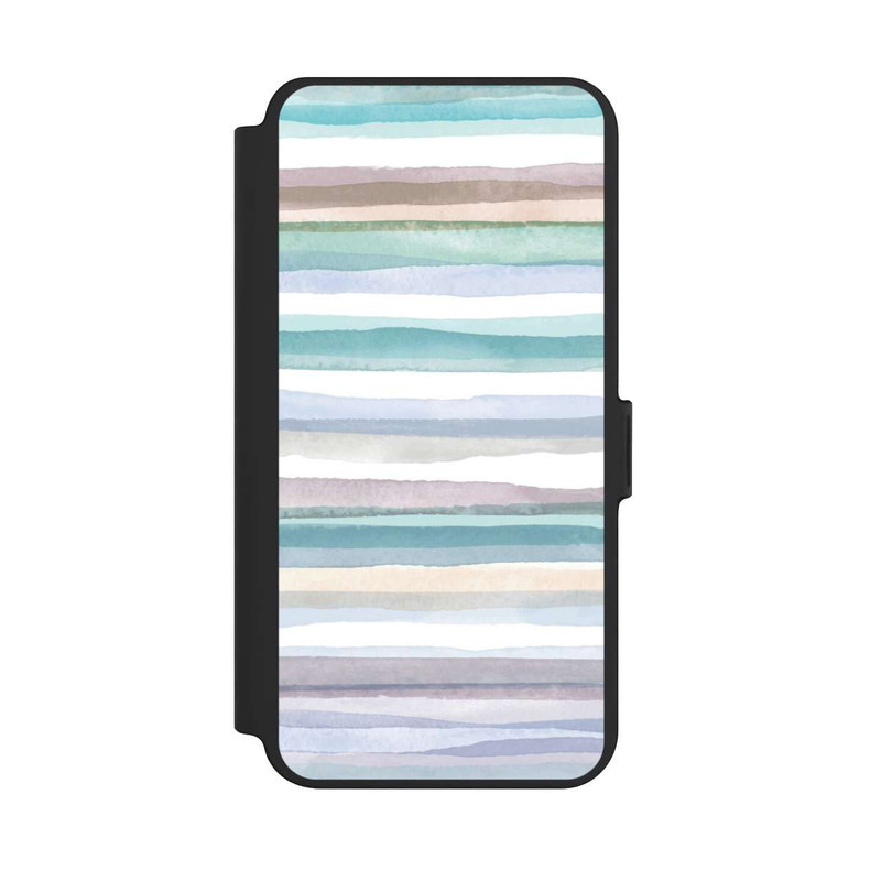 Galaxy S25 + NIVOflip Pastellfarbene Streifen Blau