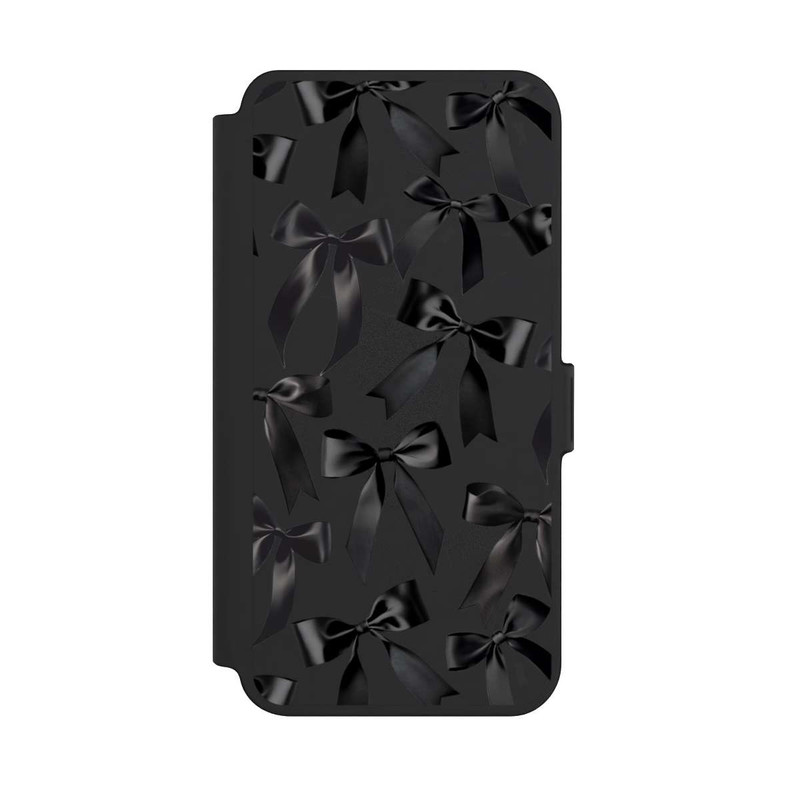 Galaxy S25 + NIVOflip Schwarze Satinschleifen