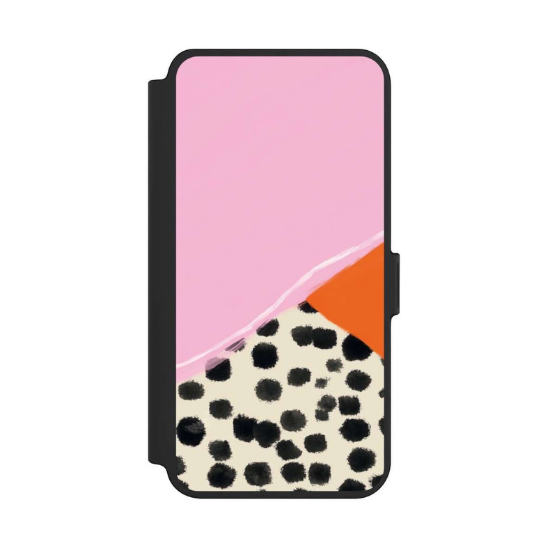 Galaxy S25 + NIVOflip Rosa und Orange Gepunkteter Hintergrund