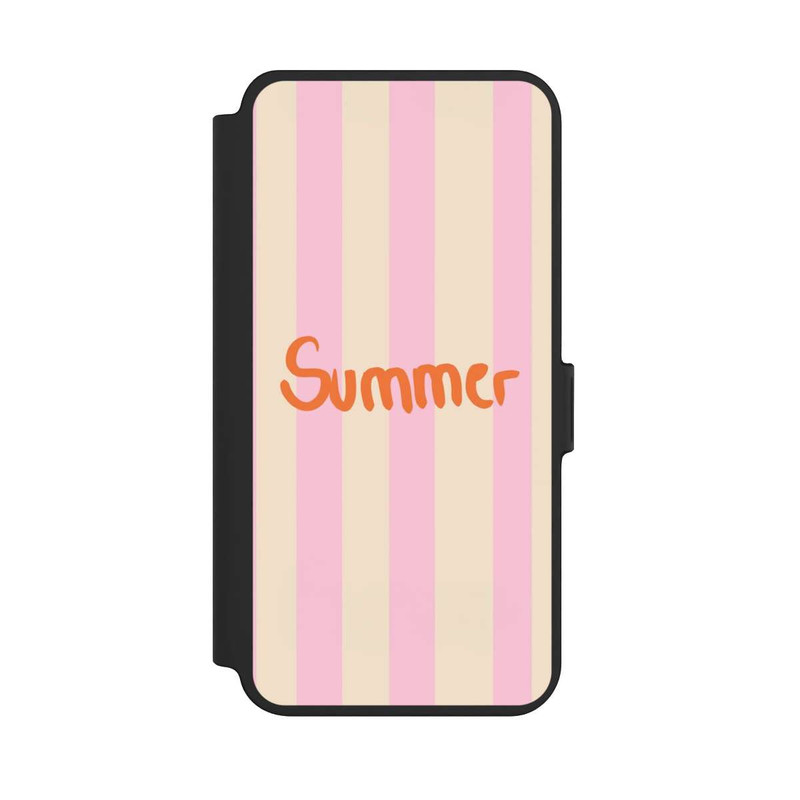 Galaxy S25 + NIVOflip Summer- Rosa und Orange Streifen Hintergrund