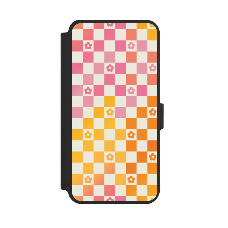 Galaxy S25 + NIVOflip Colorful Dopamin Flowers Checked Pattern