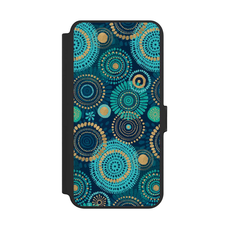 Galaxy S25 + NIVOflip Blockprint India Teal Gold