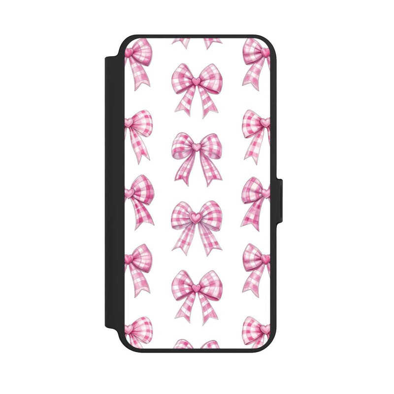 Galaxy S25 + NIVOflip Pink Gingham Hearts and Bows