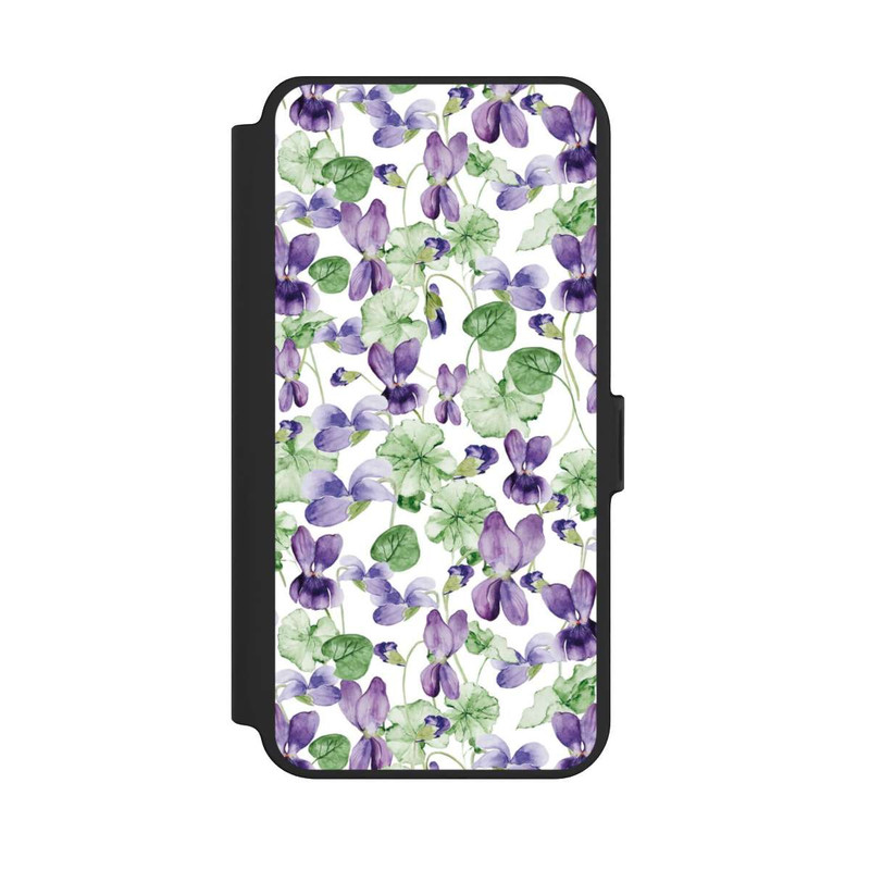 Galaxy S25 + NIVOflip Purple Wildflowers Pattern Watercolor