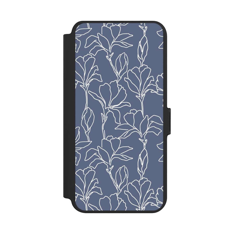 Galaxy S25 + NIVOflip Flower Silhouettes on Blue