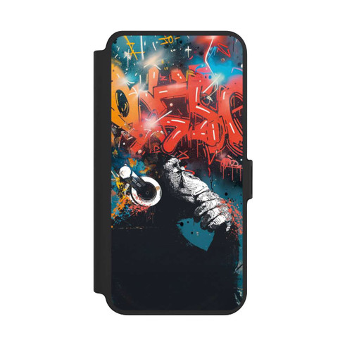 Samsung Galaxy S25+  NIVOflip Affe Stereo Kopfhörer Graffiti Street Art