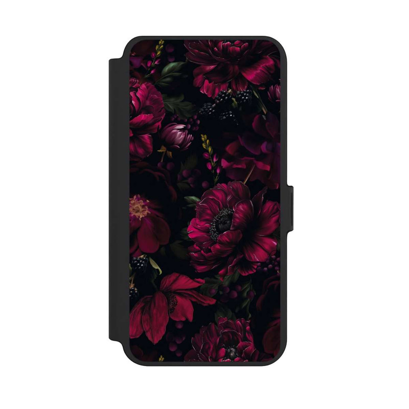 Galaxy S25 + NIVOflip Dunkle Rote Blumen Liebe