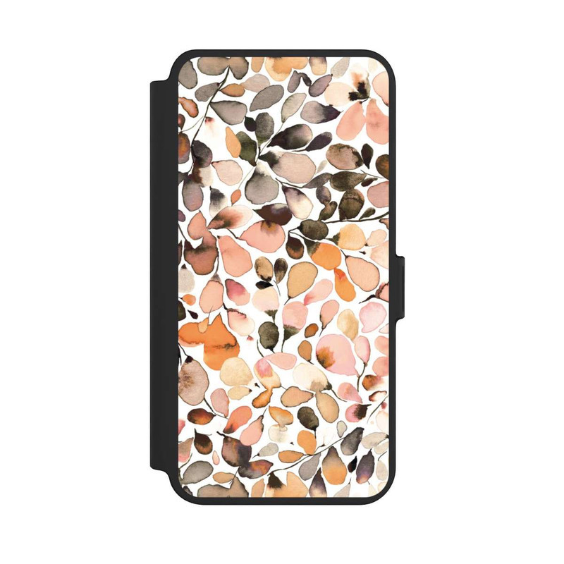 Galaxy S25 + NIVOflip Eukalyptus Aquarellblätter Dunkelbraun Herbst