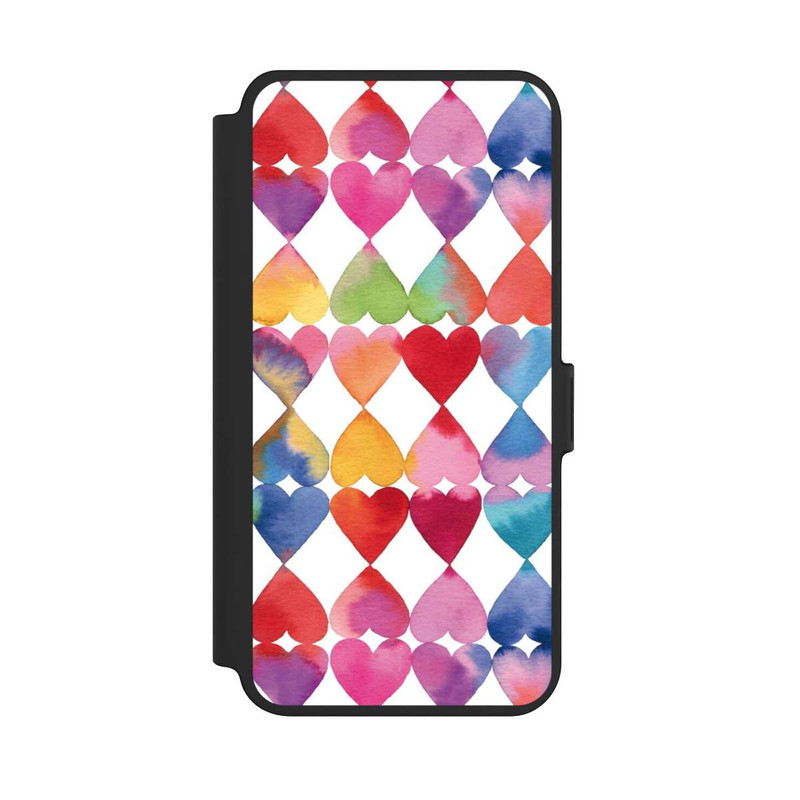 Galaxy S25 + NIVOflip Buntes Herz Watercolor Muster