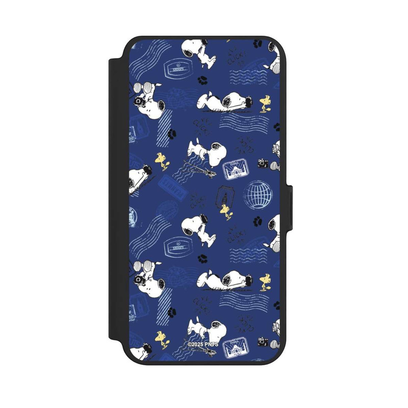 Galaxy S25 + NIVOflip Peanuts Travel Stamps Pattern Blue