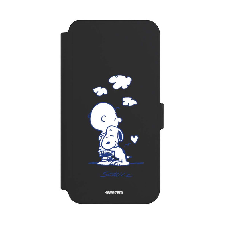 Galaxy S25 + NIVOflip Peanuts Charlie Brown Snoopy Hug Transparent