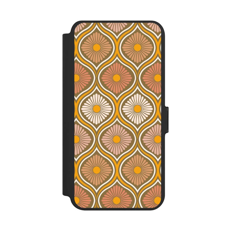 Galaxy S25 + NIVOflip Groovy 70s Retro Mid-Century Daisy Flowers