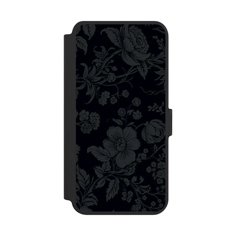 Galaxy S25 + NIVOflip Dunkle Blumen Vintageoptik