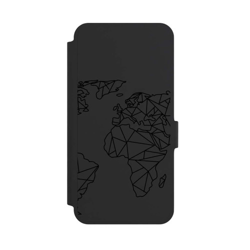 Samsung Galaxy A36 5G NIVOflip Polygon Weltkarte Schwarz ohne Hintergrund