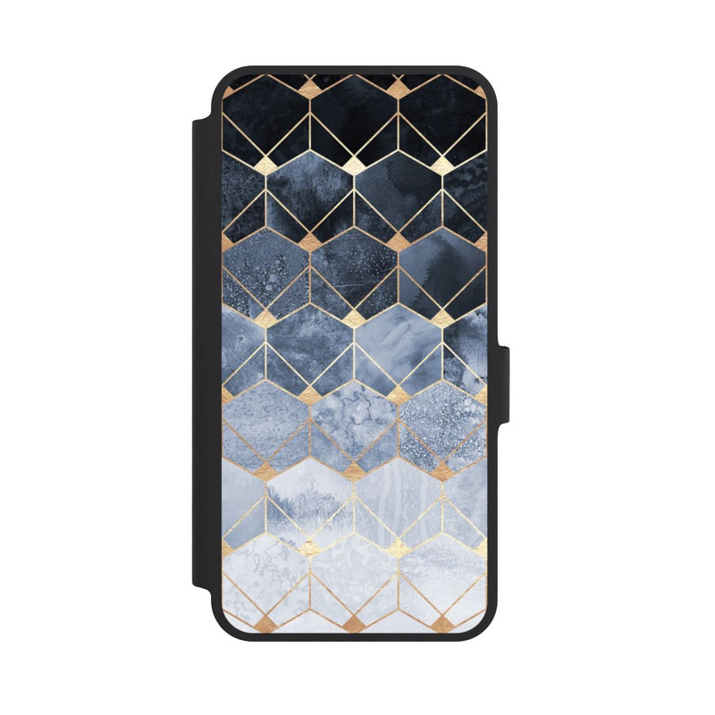 Galaxy A36 5G NIVOflip Impression Or Hexagones Bleus Et Diamants