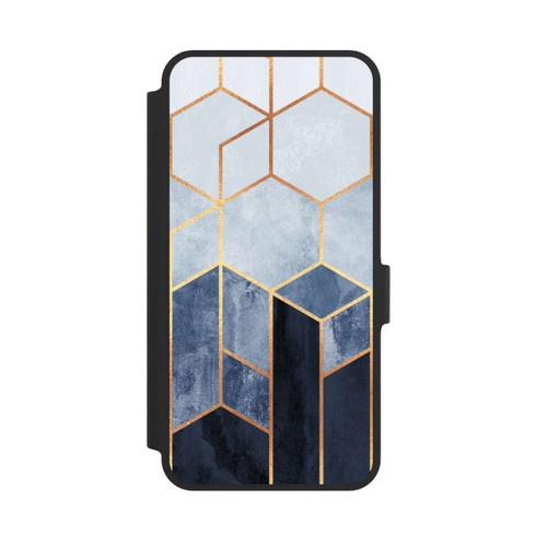 Samsung Galaxy A36 5G NIVOflip Soft Blue Hexagons Gold Print