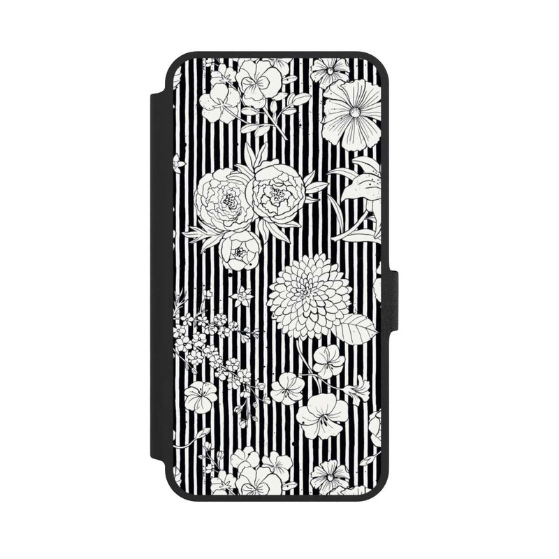 Galaxy A36 5G NIVOflip Blumen und Streifen Schwarz und Weiß