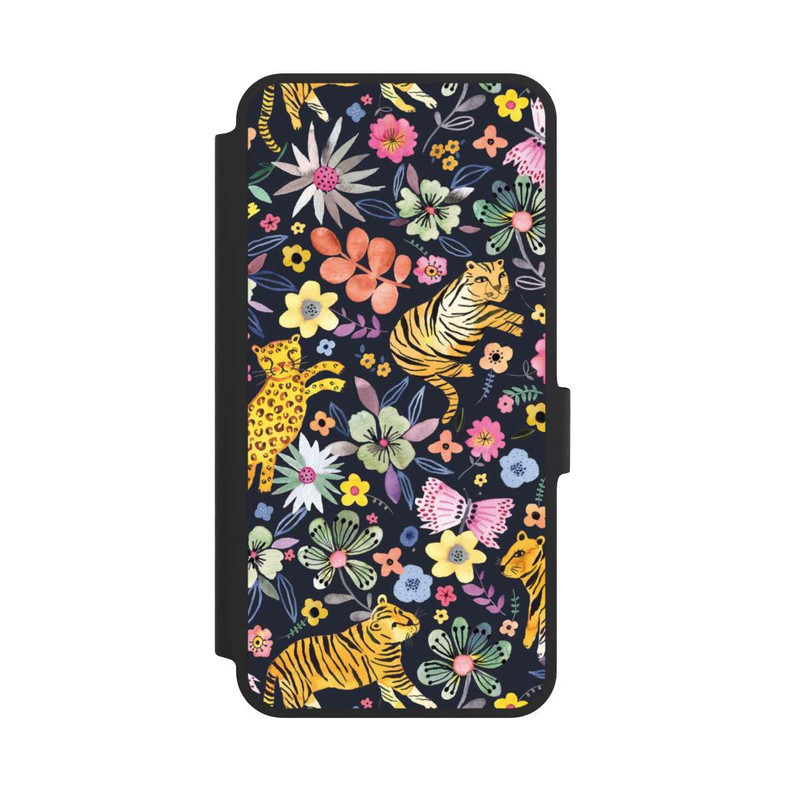 Galaxy A36 5G NIVOflip Frühlingsblumen mit Tiger schwarz