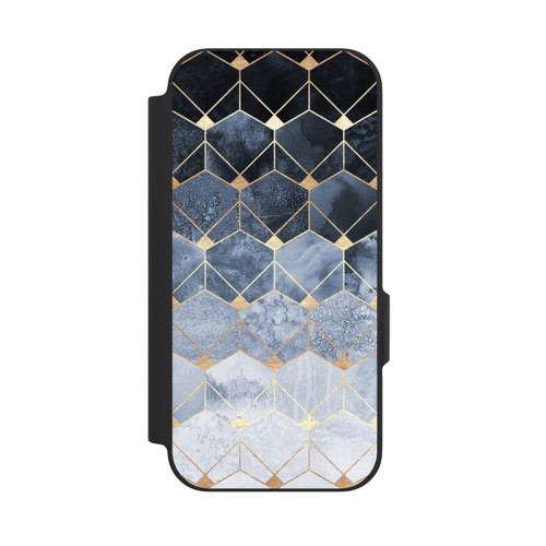 Google Pixel 9a NIVOflip Blaue Sechsecke und Diamanten Golddruck