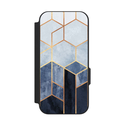 Google Pixel 9a NIVOflip Blauer Farbverlauf Sechsecke Golddruck