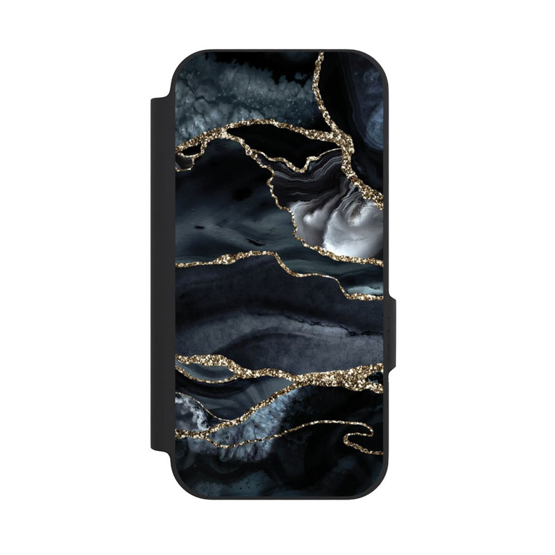 Pixel 9a NIVOflip Dunkler Marmor Gold Glitzerlook