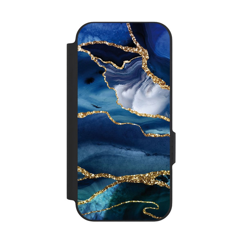 Pixel 9a NIVOflip  Blauer Marmor Gold Glitzer Look