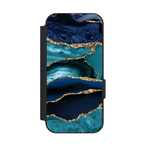 Google Pixel 9a NIVOflip Dark and Light Blue Marble Gold Glitter Look