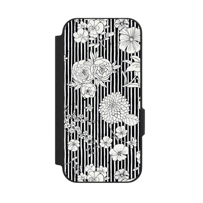 Pixel 9a NIVOflip Blumen und Streifen Schwarz und Weiß