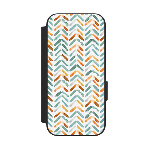 Google Pixel 9a NIVOflip Elegantes Herbstchevron Blau Orange