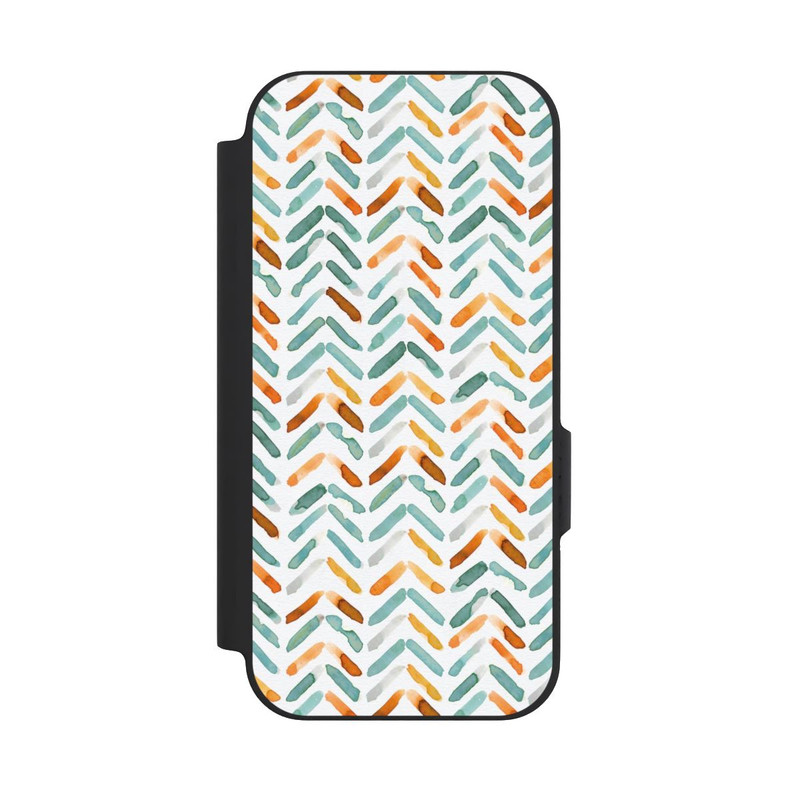 Pixel 9a NIVOflip Élégant Automne Chevron Bleu Orange