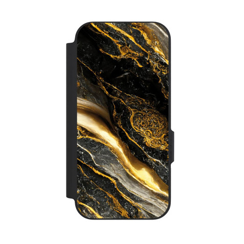 Google Pixel 9a NIVOflip Schwarze Marmor Goldschichten
