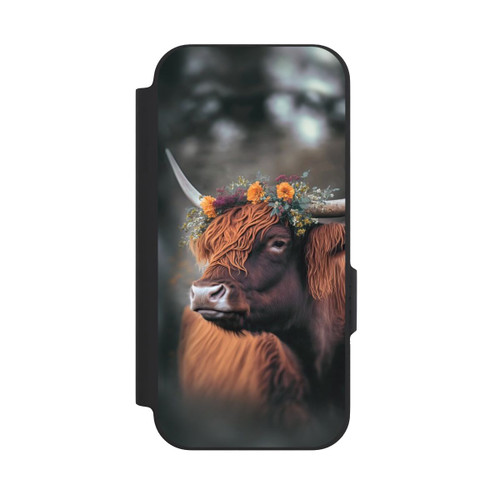 Google Pixel 9a NIVOflip Vache des Highlands avec des fleurs avec IA