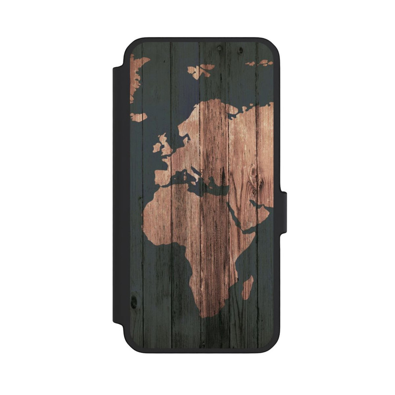Galaxy A56 5G NIVOflip Carte du Monde Effet bois