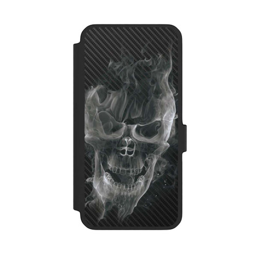 Samsung Galaxy A56 5G NIVOflip rauchender Totenkopf Carbon