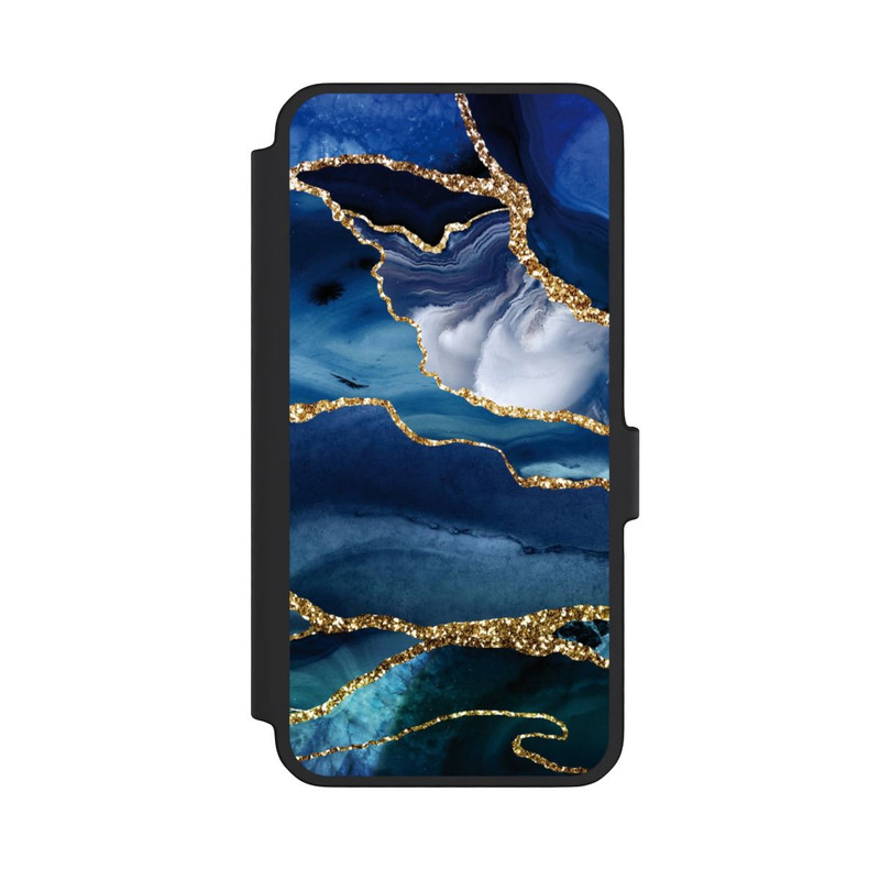 Galaxy A56 5G NIVOflip  Blauer Marmor Gold Glitzer Look