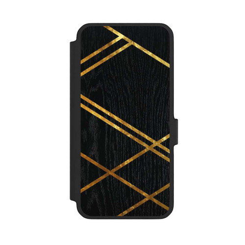 Samsung Galaxy A56 5G NIVOflip Schwarzes geometrisches Muster Goldene Streifen
