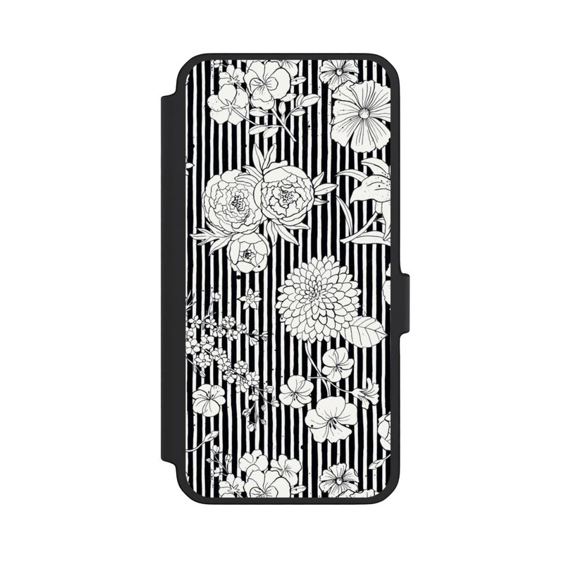 Galaxy A56 5G NIVOflip Fleurs et rayures noir et blanc