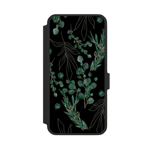 Samsung Galaxy A56 5G NIVOflip Feuilles d'Eucalyptus Fond Noir