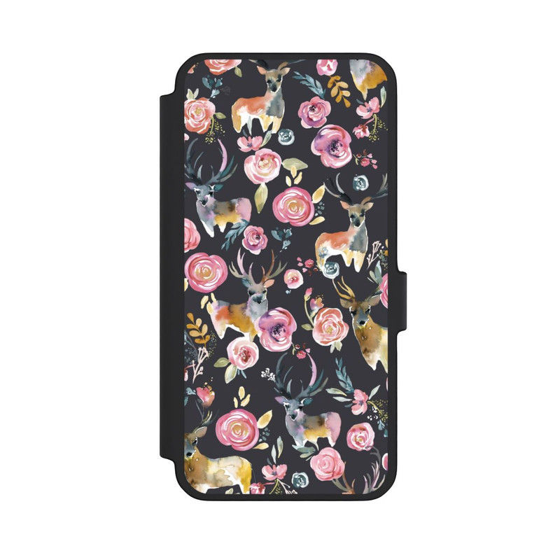 Galaxy A56 5G NIVOflip Hirsche und Blumen Anthrazit