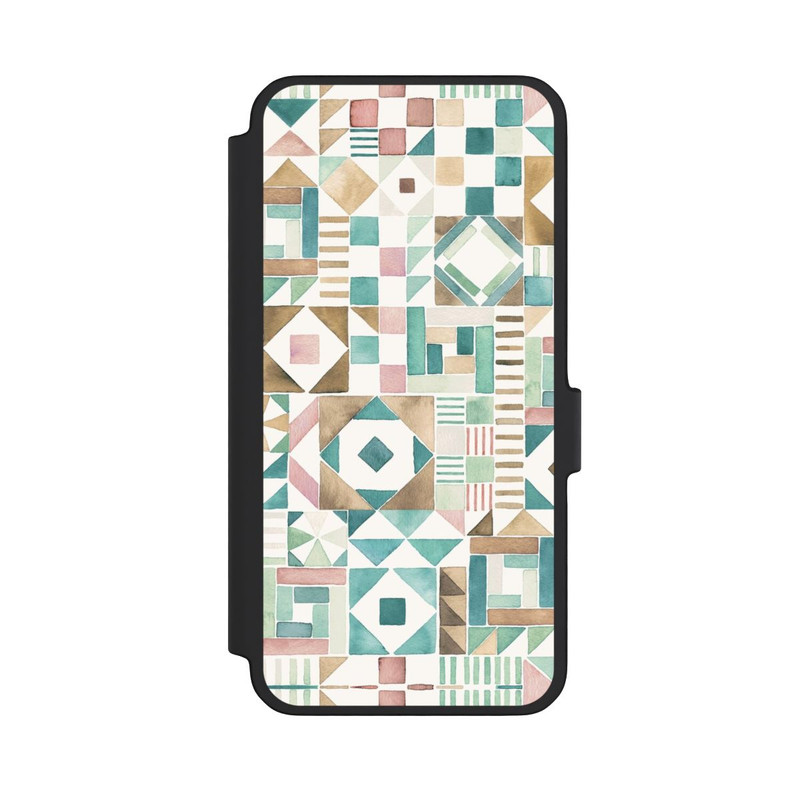 Galaxy A56 5G NIVOflip Geometric Blocks Retro Vintage Patchwork Green