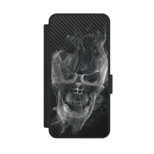 Samsung Galaxy S25 Edge NIVOflip rauchender Totenkopf Carbon