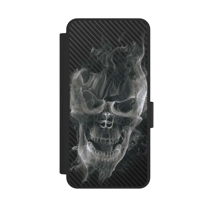 Galaxy S25 Edge NIVOflip rauchender Totenkopf Carbon